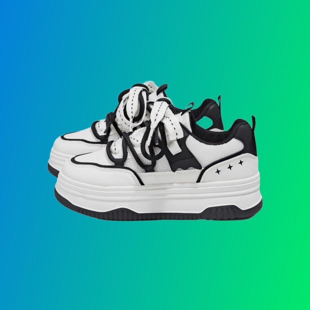 Chunky Platform Lace Up White Sneakers Teen Girls and Young Adults Shoes Sz 4.5